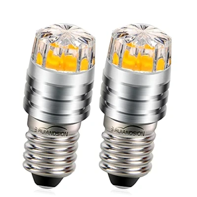 Image of Ruiandsion 2pcs 2W COB 6V E10 LED Upgrade Bulb Replacement for Flashlights Torch Headlight Headlamp, 2700K Yellow