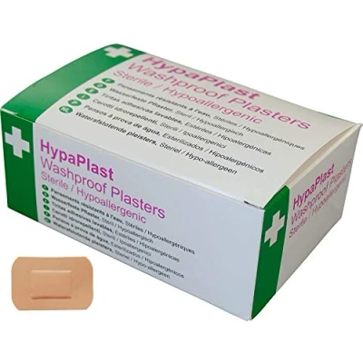 Image of Safety First Aid Group HypaPlast Large Pink Washproof Plasters, 7.2x5cm (Pack of 100) Sterile Hypoallergenic
