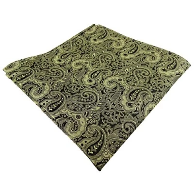 Image of TigerTie Designer Silk Handkerchief in Paisley Patterned Pocket Square 100% Size 30 x cm, Green, olive, black, Einstecktuchgröße: ca. Länge Breite cm