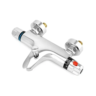 Image of QWORK Thermostatic Shower Faucet, Valve G1/2&quot; Exhaust, Left Hot, Right Cold, Brass Mixer Tap, Constant Temperature Control For Bathroom