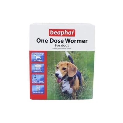 Image of (2 Pack) Beaphar One Dose Wormer for Small / Medium Dogs 2 Tabs
