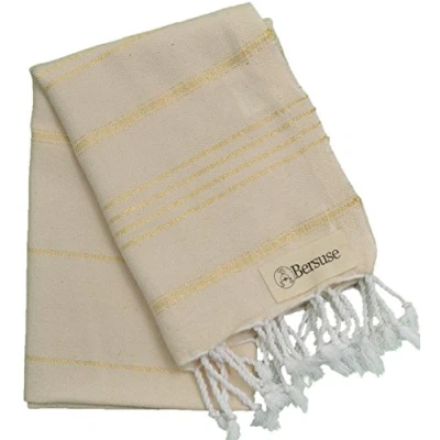 Image of Bersuse 100% Cotton Anatolia Turkish Hand Towel Natural Gold