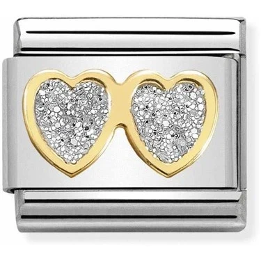Image of Nomination Double Hearts Glitter Charm