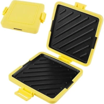 Image of Microwave Toastie Maker Breakfast Sandwich Silicone Microwaveable Cookware Non stick Detachable Plate Wrap Toast Machine Press Toaster for Bread Sandwich, Yellow