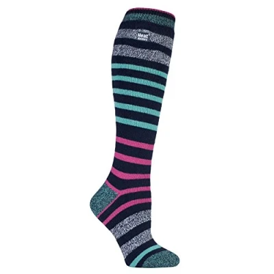 Image of HEAT HOLDERS Lite Ladies Thin Extra Long Knee High 1.6 TOG Patterned Winter Warm Thermal Socks (4 8 UK, Broughton)