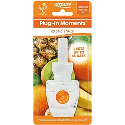 Image of AIRPURE Plug in Moments Refill Air Freshener, 20ml, Long Lasting Wall Fragrance Fresheners, Refills Several Scents for Home or Office Exotic Fruits (Packaging may vary)