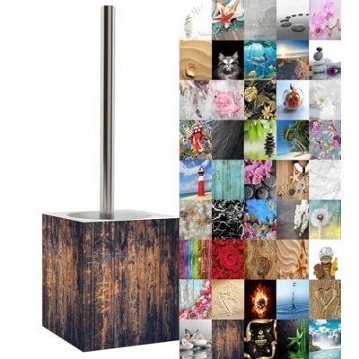 Image of Sanilo Toilet Brush and Holder, Wide choice of beautiful Stainless Steel Handle, With Exchangeable Head, Easy to clean (Vintage)