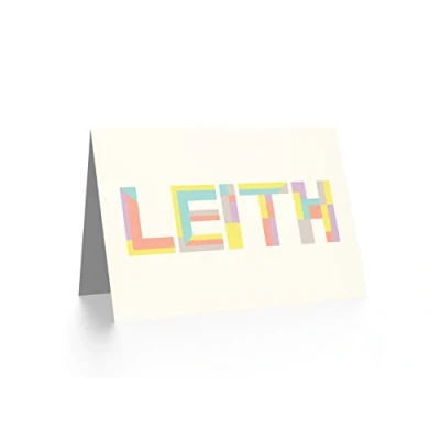 Image of Wee Blue Coo Leith Midlothian Colourful Word Bold Typograph Scotland Art Greetings Card