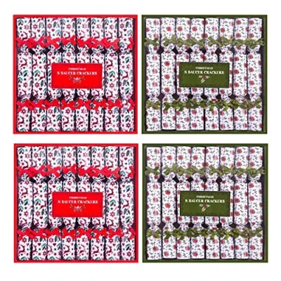 Image of YöL Pack of 32 Mini Saucer Christmas Crackers Afternoon Tea Breakfast Xmas Table Deco