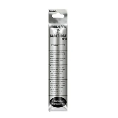 Image of Pentel FP10 NO Refill Ink Cartridges for XGFKP Brush Pen Set of 12 Packs 4, Grey