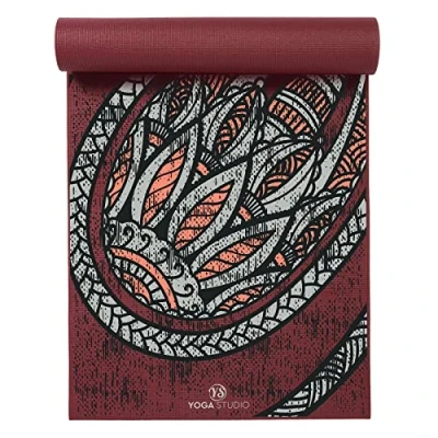 Image of Yoga Studio Designed Sticky Mat Oeko Tex Tear Proof Non Slip Workout Exercise Gym Fitness Mandala &amp; Pilates 183cm x 61cm 6mm Burgundy/Pepper Paisley