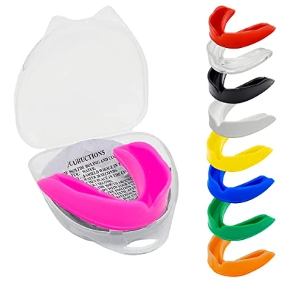 Image of Mouth Guard Gum Shield Professional for Contact Sports, Rugby, Martial Arts, Karate, MMA, Boxing, Hockey, Football Flexible Youth &amp; Adult (Pink)