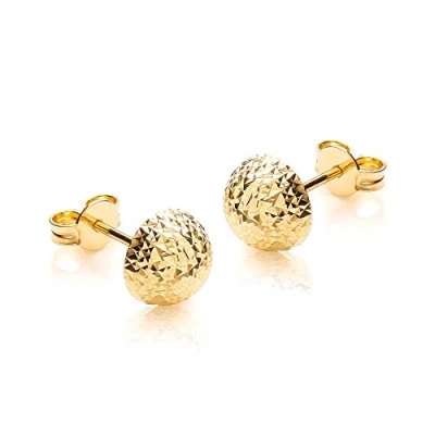 Image of Carissima Gold Women&#039;s 9 ct Yellow 8 mm Diamond Cut Half Ball Stud Earrings