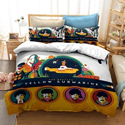 Image of CHAOSE The Beatles Duvet Cover Sets 220X240 Quilt 2 Persons 3 Pieces Bed Linen Bedding Set Pillowcases with Closure (Rock 05,Double(200x200cm))