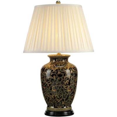 Image of Morris 1 Light Large Table Lamp Black, Gold, E27