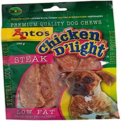 Image of Antos Chicken D&#039;Light Dog Treats Steak, 100 g