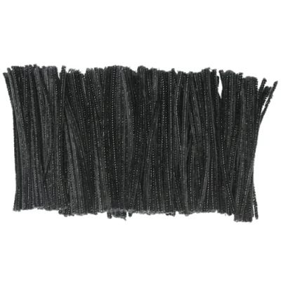 Image of Bright Ideas Pipe Cleaners Chenille Stems Black Pack of 250 Assorted 15cm x 6mm, Colour for Arts &amp; Craft. BI8104.