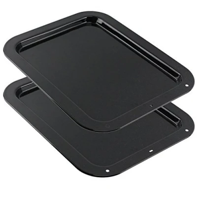 Image of Spares2go Shallow Medium Vitreous Enamel Oven Baking Trays (Pack of 2)