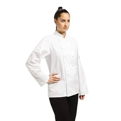 Image of Whites Chefs Clothing Vegas Unisex Jacket Long Sleeve Large / L White, Chest Size: 44 46 inch 112 117 cm, Polycotton, Suitable for Commercial Laundering, A134
