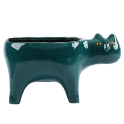 Image of Bonsai Pot, Ceramic Cat Planter,Cat Resin Succulent Planter Pots for House Plants Mini Cartoon Plant Cute Animal Planter, Cactus Pot Home Office Desk Windowsill Decor Green