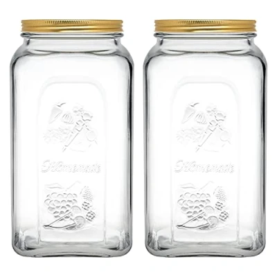 Image of Glass Kitchen Preservation Storage Food Jar With Airtight Screw Top Metal Lid (4, 3L)