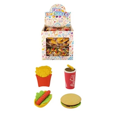 Image of Henbrandt 4x Fast Food Erasers 3D Novelty Rubber Set for Party Bag Fillers Lucky Dip Class Gifts Stationery Supplies Kids Boys and Girls, 501577
