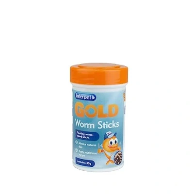 Image of Interpet Gold Worm Sticks, Food for Goldfish, Floating Based Mimics Natural Diet, Tasty, Nutritious Recipe, 35 g