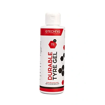 Image of Gtechniq T1 Durable Tyre Gel for Car Shine, Wheel Cleaner Repels Water, Dirt and Grime, Restores Black Finish, Anti Sling Formula, 100% Biodegradable, 250ml
