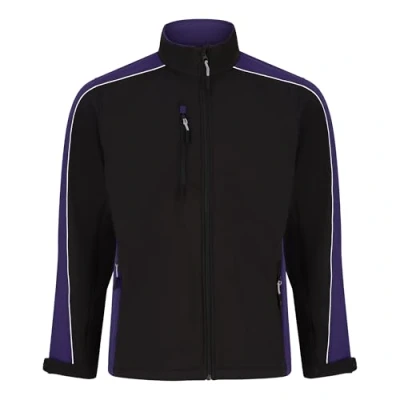 Image of ØRN Mens Workwear Sporty Two Tone Softshell Jacket, Breathable, Water Resistant, Machine Washable Avocet(4288), Black/Purple, Extra Large