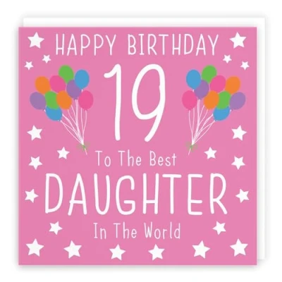 Image of Hunts England Large Daughter 19th Birthday Card Happy 19 To The Best In World Iconic Collection 210 x mm Age