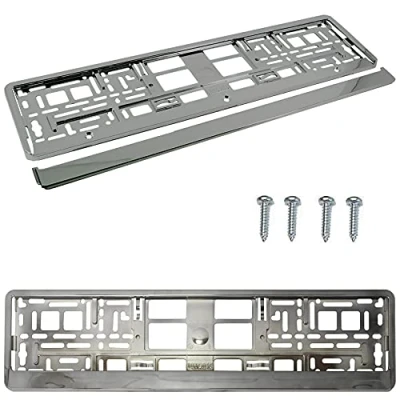 Image of PAIR (2PCS) GRAPHITE GREY GLOSS Car Registration License Number Plate Surround Holder Frame