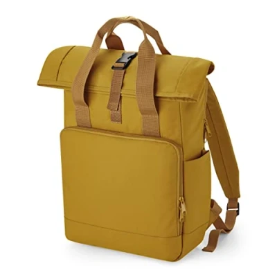 Image of BagBase BG118L Recycled Twin Handle Roll Top Laptop Backpack Mustard