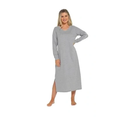 Image of INSIGNIA Ladies Jersey Cotton Lounger Nightdress Nightie Nightshirt (Marl Grey, 12 14)