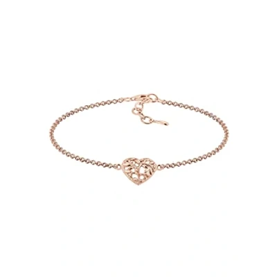 Image of Elli Women&#039;s 925 Sterling Silver Gold Plated Heart Tree of Life Bracelet Length 16 cm