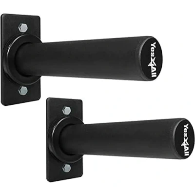 Image of Yes4All LCUR Wall Mounted Weight Plate Holder 5cm Olympic Storage, Sold in Pair, Black