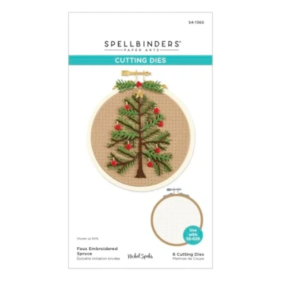Image of Spellbinders S4 1365 Faux Embroidered Spruce Etched Dies from The Nichol&#039;s Needlework Collection by Nichol Spohr