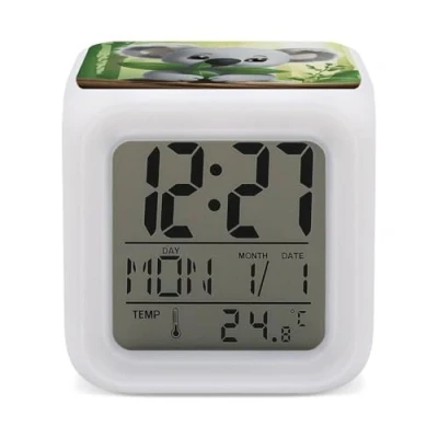 Image of NHYDSPQ Alarm Clock,Green Leaf Koala Print Digital Clock,Travel Clocks,Small Clock for Bedside,Alarm Battery Powered