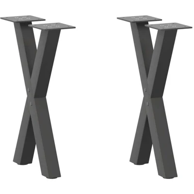 Image of vidaXL Coffee Table Legs X Shaped Steel Anthracite 28x(42 43) cm Adjustable Foot Levelers for Living Room/Dining