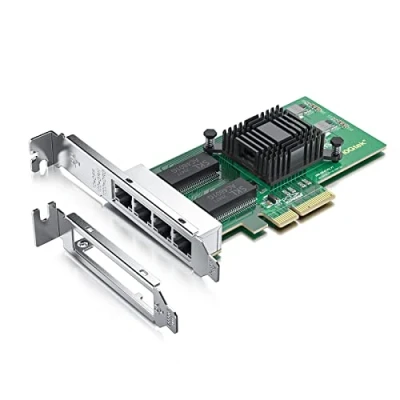 Image of 1000Mbps Gigabit Ethernet Converged Network Adapter (NIC) with Intel 350 Chip PCI Express NIC Card Quad Copper RJ45 Ports 2.1 X4 Compare to I350 T4