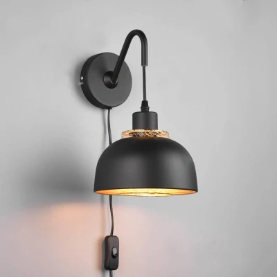 Image of Reality Leuchten Punch R20811732 Wall Light Metal Black Matte/Gold Coloured Excl. 1x E27