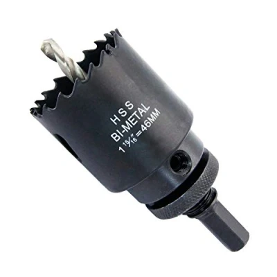 Image of 1.8inch Hole Saw LAIWEI Bi Metal 46mm with Heavy Duty Mandrel,1 13/16&quot;Hole Cutter for Pipe,Wood,Sheet Metal,etc. 2 locking pins make the tool stronger and drilling easier