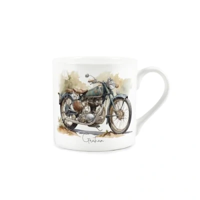 Image of Custom Motorcycle Mug Personalised Vintage Motorbike Bone China Gift Tea/Coffee Hot Drinks Cup Present