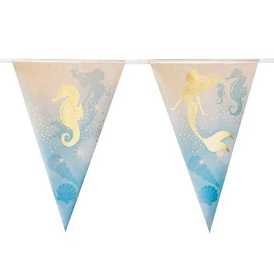 Image of Boland 10201518 Bol51000 Plastic Garland with Mermaid Bunting Pastel and Gold, Multi Coloured