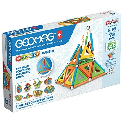 Image of Geomag Supercolor Magnetic Constructions for Kids, Toy Green, Collection 100% Recycled Plastic, 78 Pieces