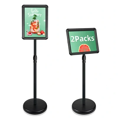 Image of Mutualsign 2Packs A4 Sign Holder Stand Display Poster Advertising Snap Frame Signs for Wedding/Show/Display/Advertising/Sales (Black)
