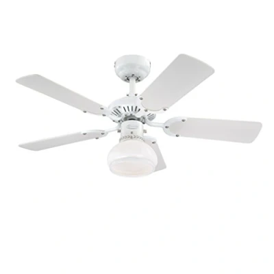 Image of Westinghouse Lighting Princess Radiance II Indoor Ceiling Fan, Metal, E27, 53 W, White Finish with Reversible White/Beech Blades