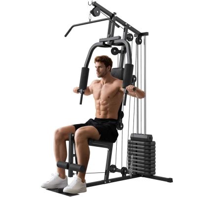 Image of HOMCOM Multi Function Home Gym Machine with 45kg Weight Stack for Full Body Workout