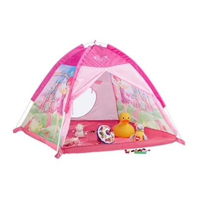 Image of Relaxdays Play Tent for Girls, Fairy Castle Playhouse Indoor and Outdoor Use, HWD 90x118x115 cm, Pink