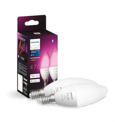 Image of Philips Hue 5.3W B39 E14 Colour Smart LED 2 Pack Bulbs