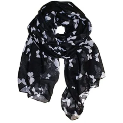 Image of UK Seller!!! New Butterfly Print Ladies Celebrity Style Long Scarves Maxi Scarf, Stole, Wrap, Sarong, shawls. (Black/White)